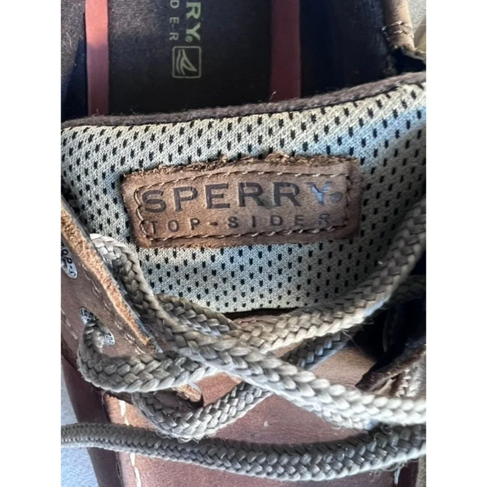 Sperry Billfish Boat Shoes Boys 6M Brown Leather Casual Preppy YB42948 Good